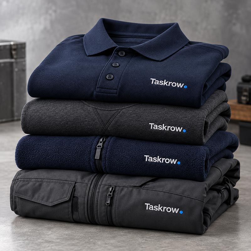 A stack of workwear products